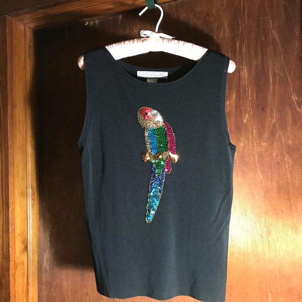 Vintage Lucia Burns Bling Parrot Sweater Vest